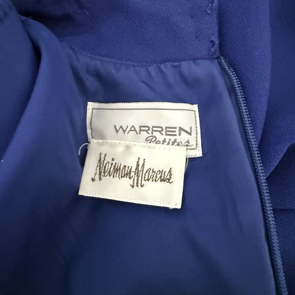 Vtg 80s 90s David Warren Neiman Marcus Drape Sheath Dress Size 4 P Blue Career - Picture 7 of 8